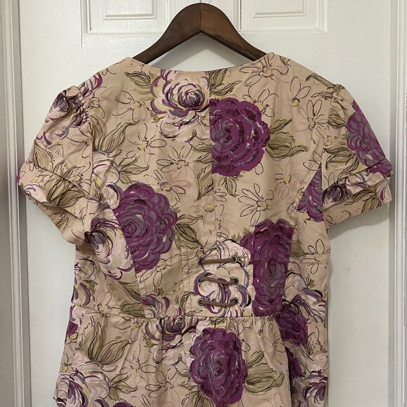 Anthropologie x Elevenses Cotton Purple Floral Blouse - Picture 6 of 7